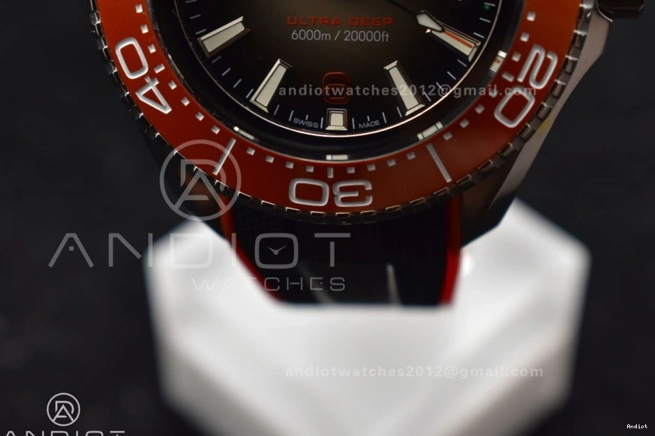 Bezel 6000M Seamaster 1:1 Strap Best Deep Rubber Gray Ultra Ceramic Black A2824 on Orange Edition Dial SS TF 1228